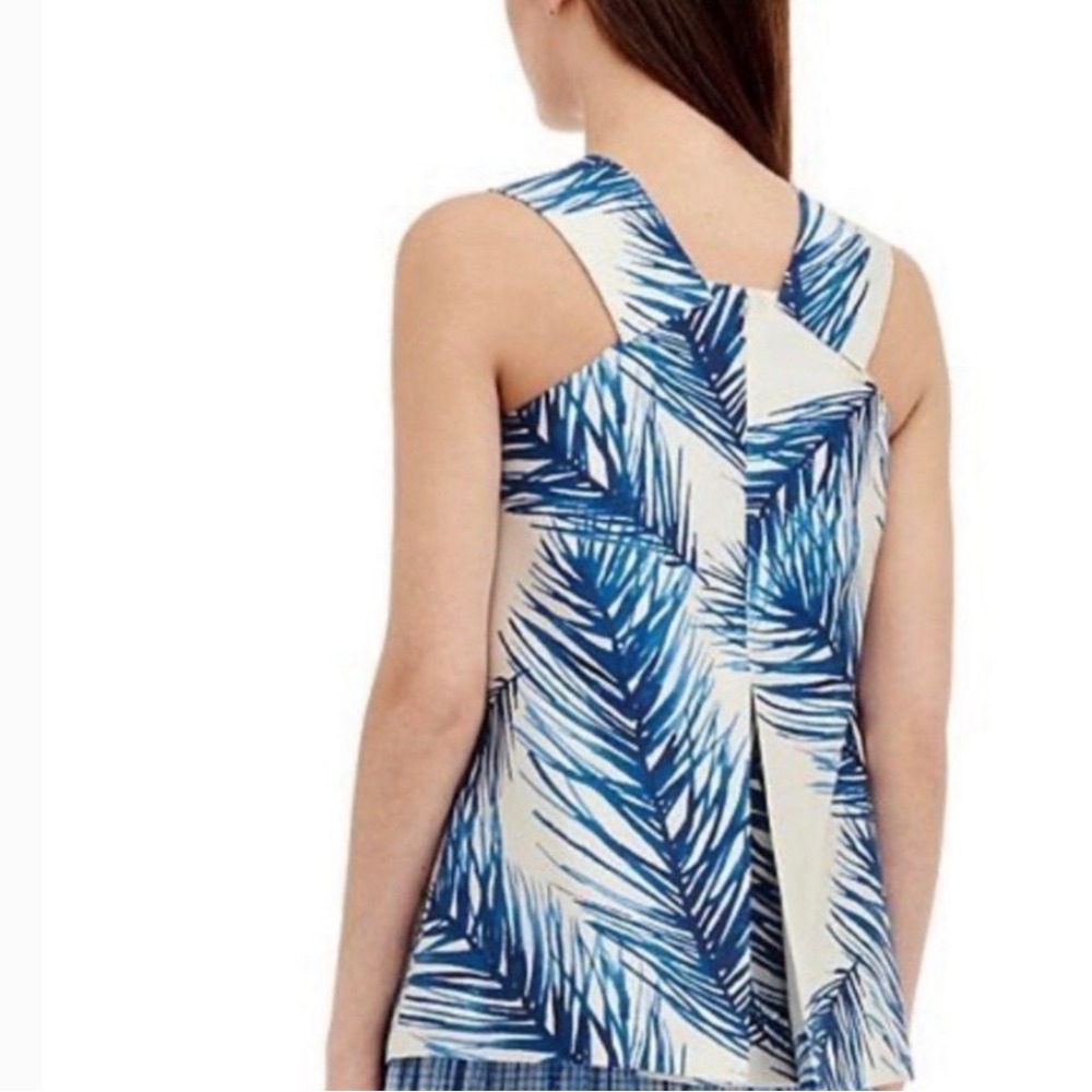 New Tory Burch Tank Top Blouse Baltic Sea Feathers Blue White Nautical Women 0